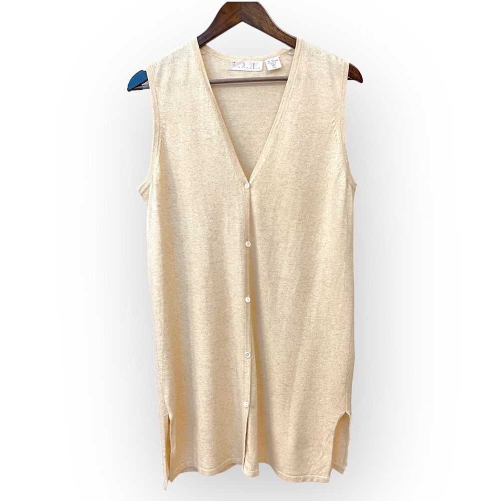 TSE Cream Sleeveless Button-Front Knit Vest